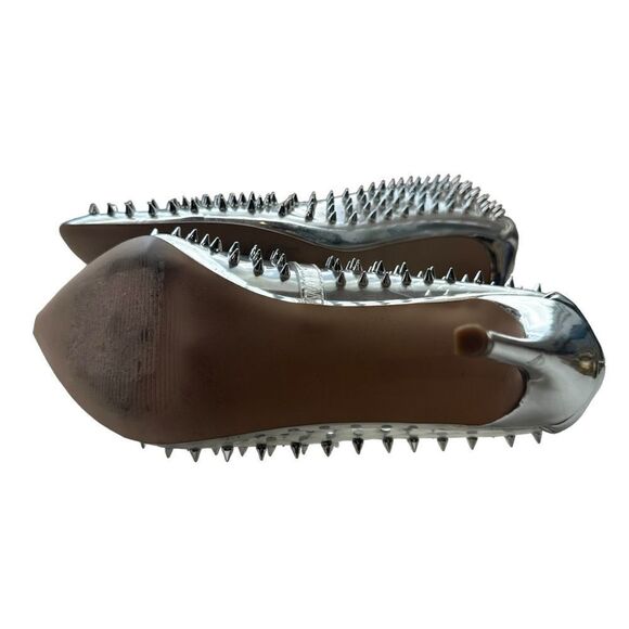 Revolve Steve Madden Luiza Vala Studded Clear Pointed toe Stiletto Heels Silver - Picture 10 of 12